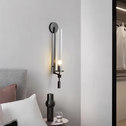 Clarion Fluted Glass & Iron Wall Sconce