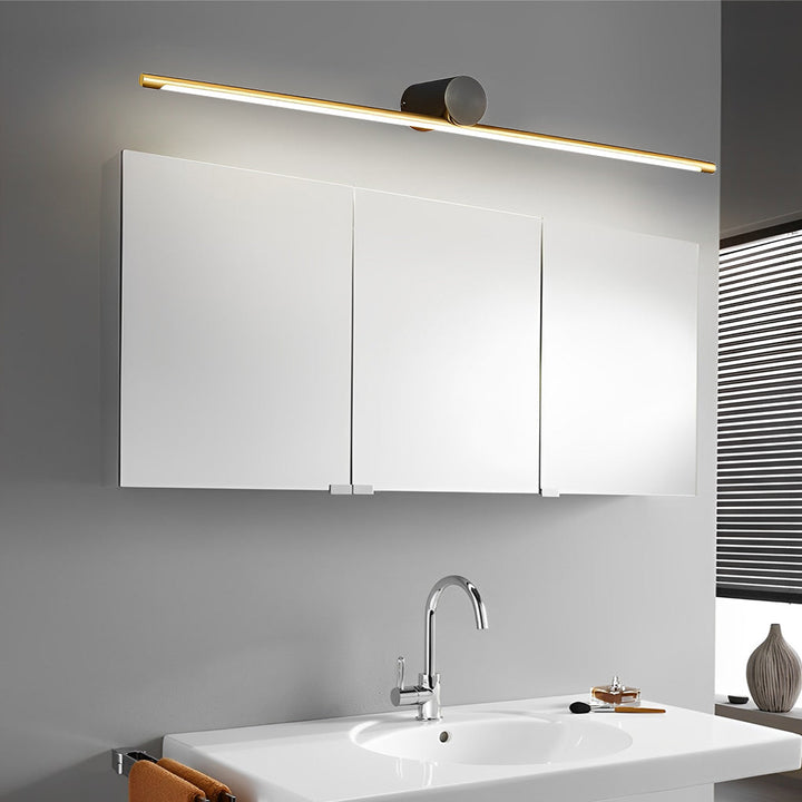Modern Two-Tone Bathroom Vanity Light with Cylinder Fixture and Linear Bar | Kalsten