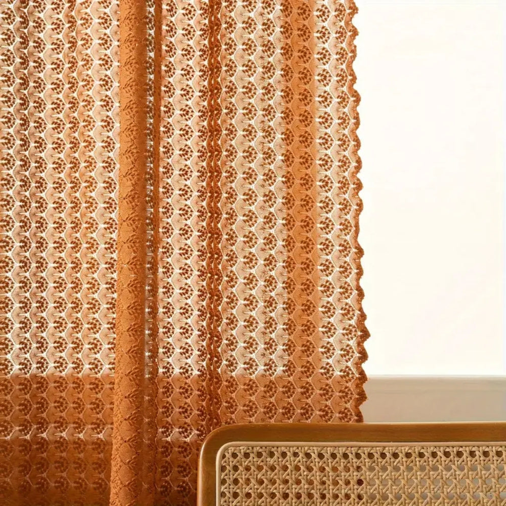 Kalsten | Amber Glow Boho Crochet Window Curtain Panel