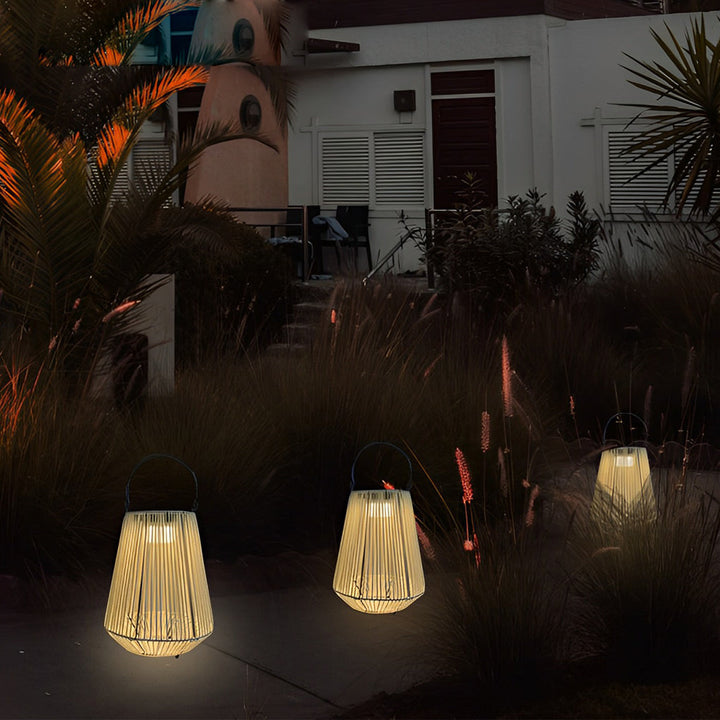 Portable Waterproof Handmade Rattan LED Modern Solar Outdoor Lanterns | Kalsten