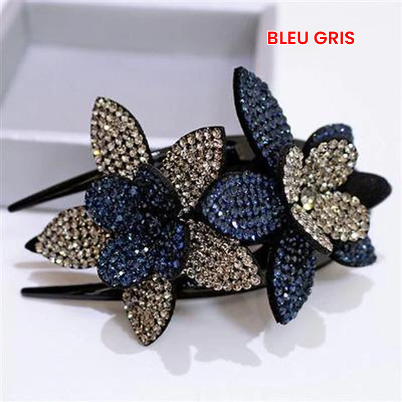 Double Flower Rhinestone Hair Pin | Kalsten