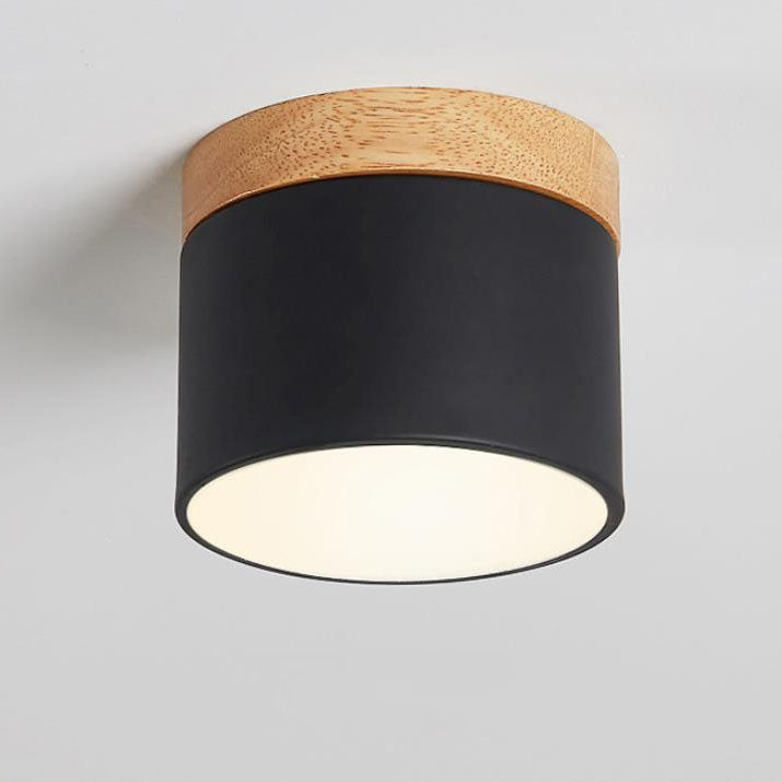 Flush Mount Ceiling Light Iron Solid Wood PVC 3.94 in Modern Hallway Living Room Bedroom 7W 700lm LED Adjustable Color Temperature White Black Pink Blue Green Gray Gold | Kalsten