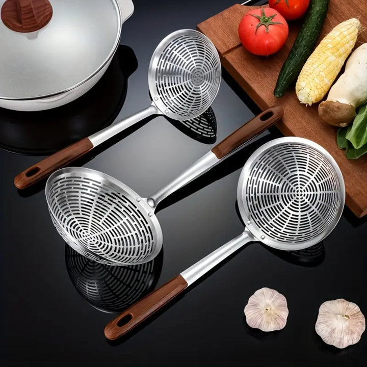 Kalsten | Stainless Steel Wooden Strainer Ladle