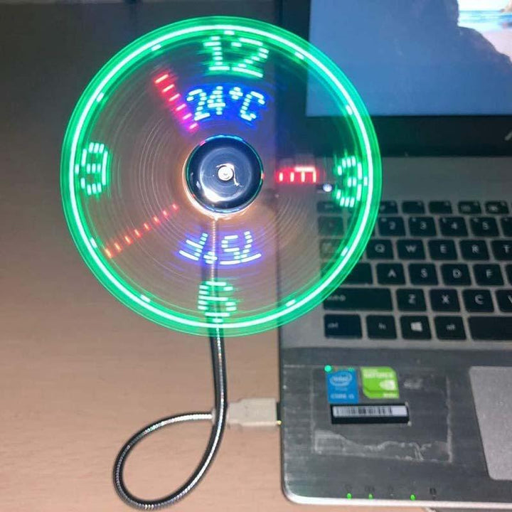 USB Fan with LED Clock Lighting | Kalsten