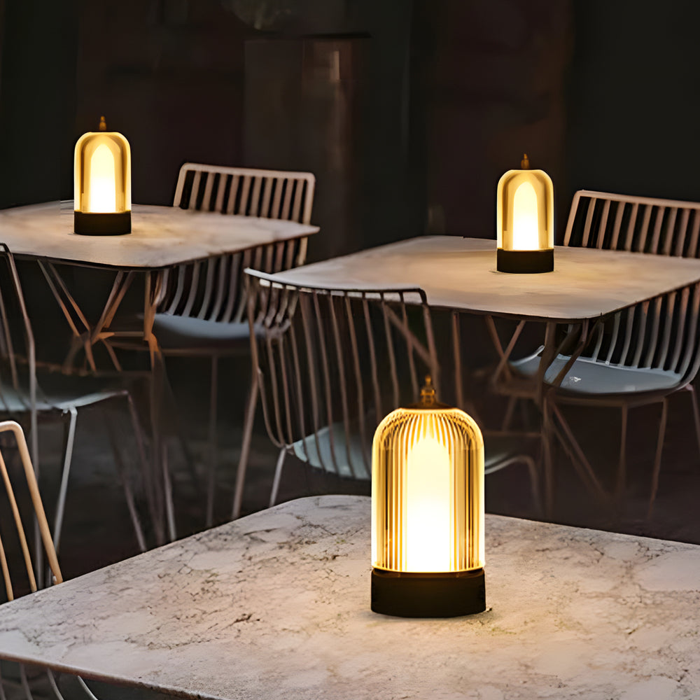 Ribbed Glass Table Lamp Lantern Ambient LED Beside Nights | Kalsten