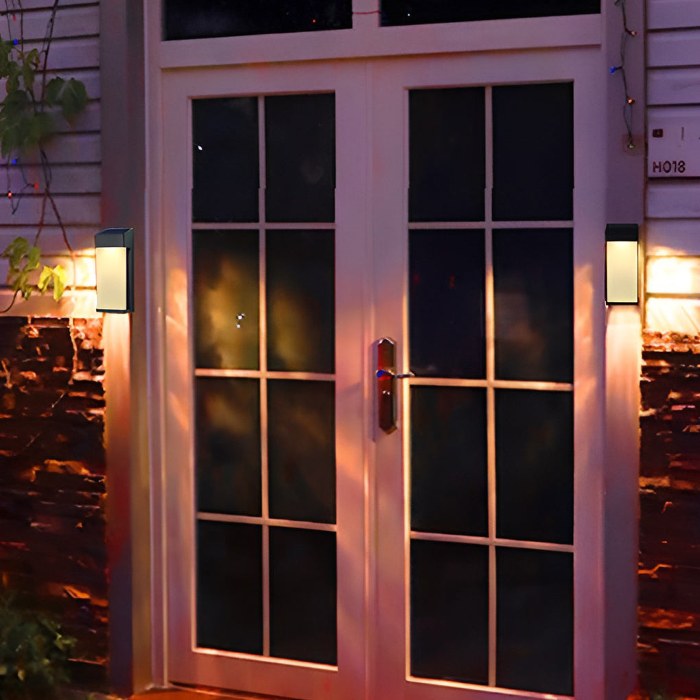 2 Pcs Rectangular LED Light-controlled Waterproof Outdoor Solar Sconce Lighting | Kalsten