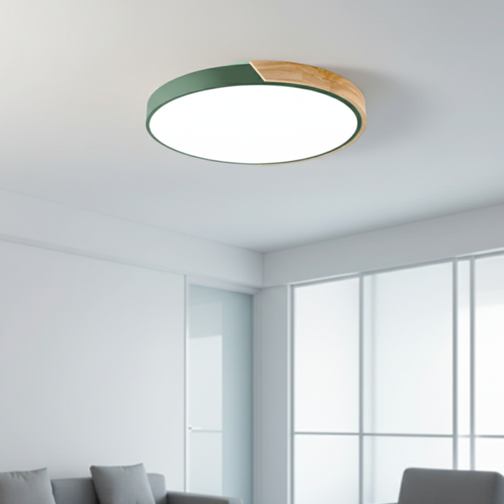 Splice Wood-Accent Dimmable Flush Mount