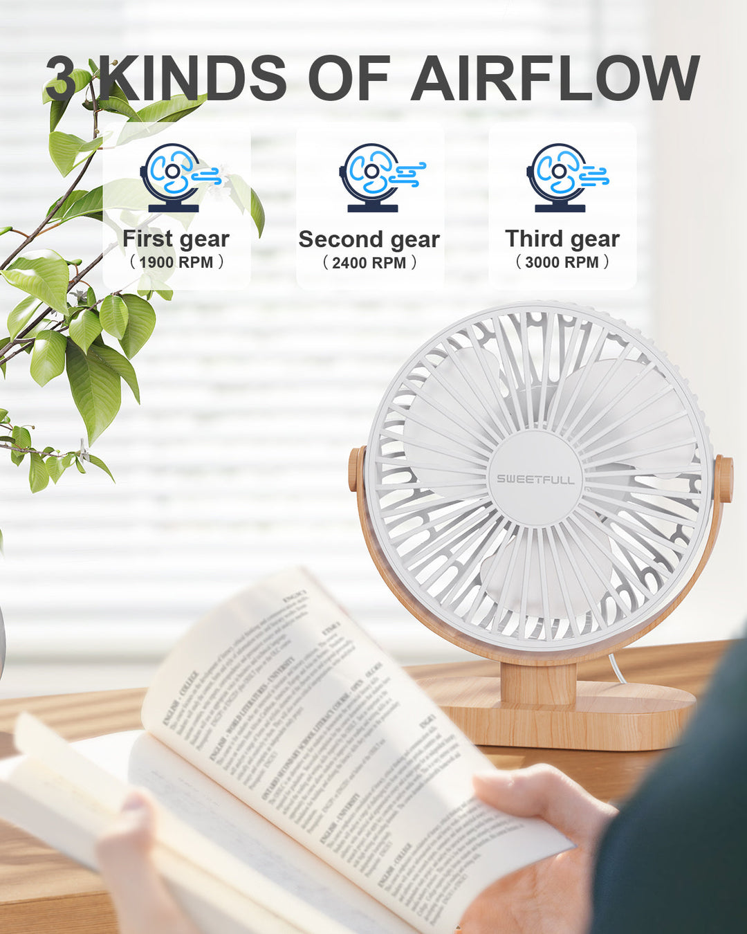 6.5 Inch USB Small Desk Fan for Home Office Car Outdoor Travel | Kalsten