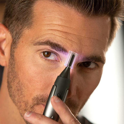 Brehn | Professional Ultra-thin Precision Trimmer | Titanium-Stainless Steel Blades | Integrated LED Light | Micro-Oscillation Technology | For Nose, Ears & Contours