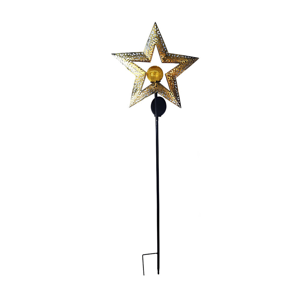 Iron Moon Flame Creative Hollow Projection Cracked Glass Solar Lawn Lights | Kalsten
