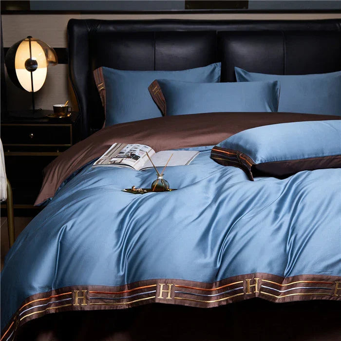 Satin Cotton Embroidered Bedding Set - Luxora | Kalsten