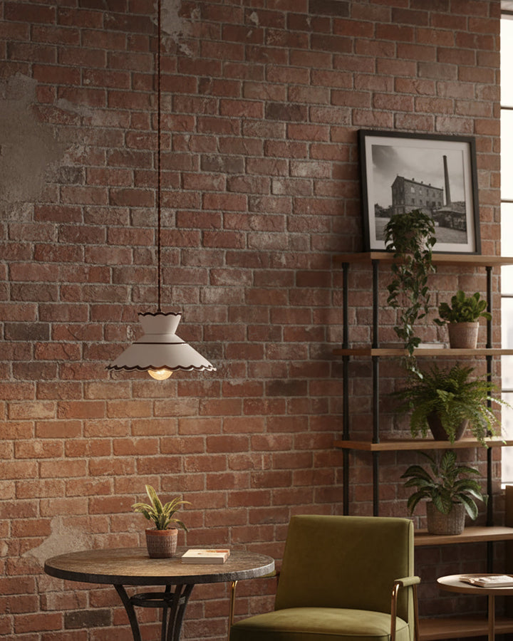 Pendant Light Ceramic 9.6 in Cream Vintage Dining Room Kitchen Island Hanging Ceiling Lamp | Kalsten