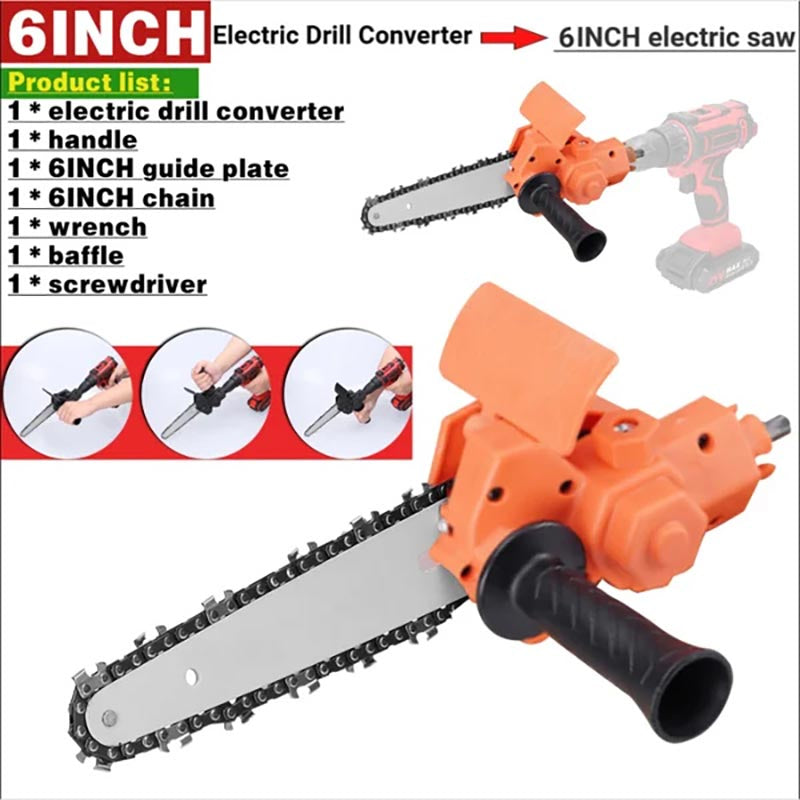 Drill-to-Chainsaw Conversion Attachment – 6 Inch