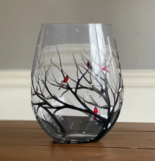 Four Seasons Hand-Painted Wine Glass