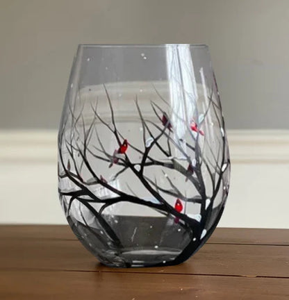 Sandsberg | Wine Glass Four Seasons Tree - hand-painted art