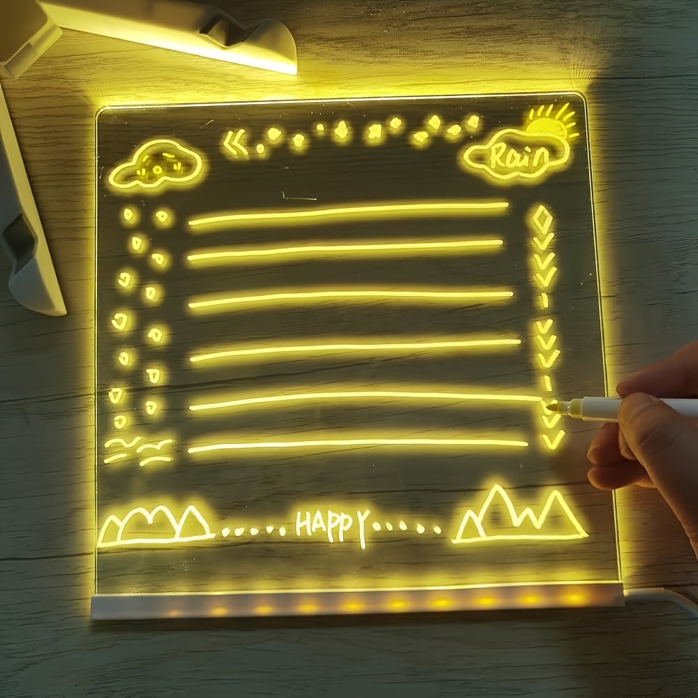 USB LED Memo Board with 12 Colored Pens – Light Messaging Board