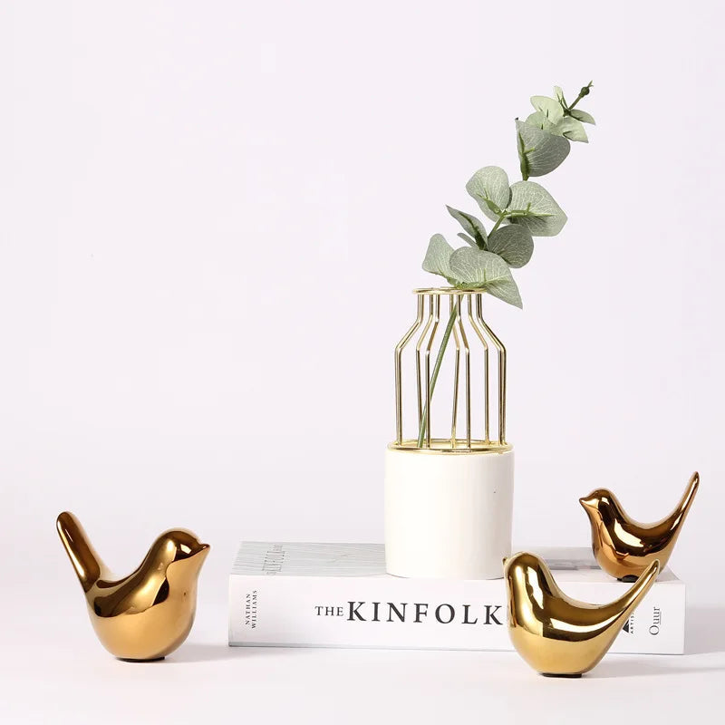 Kalsten | Nordic Golden Ceramic Bird Decoration for Modern Home Decor