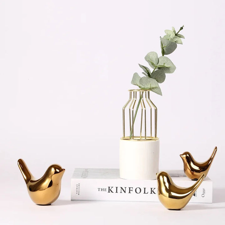 Kalsten | Nordic Golden Ceramic Bird Decoration for Modern Home Decor