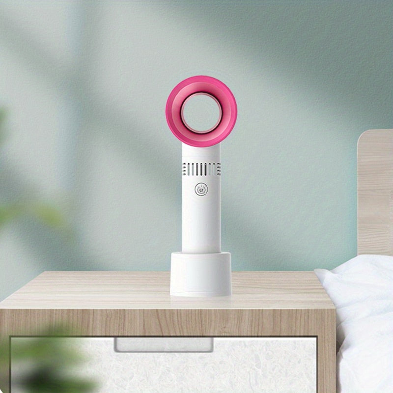 1pc USB Rechargeable Bladeless Handheld Fan - Portable Mini Desk Fan with 3 Speeds for Travel, Camping, Office, and Room Use | Kalsten