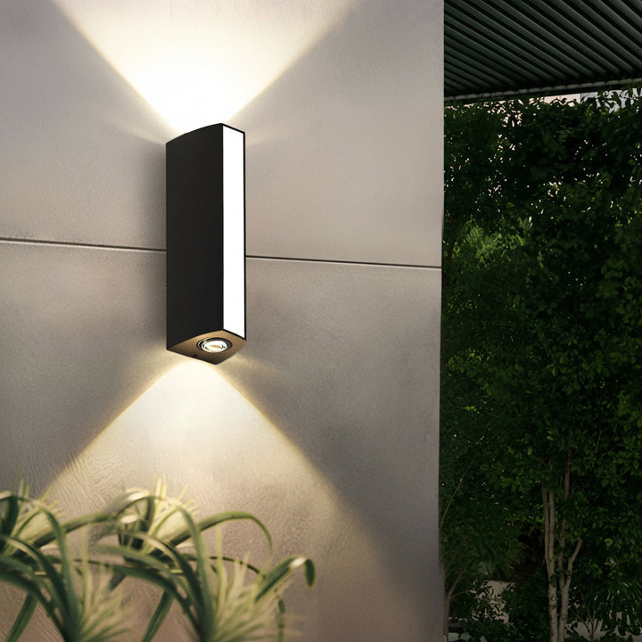Outdoor LED Wall Sconce Up Down Waterproof Aluminum Black IP65 15-35cm / 6-14in Rectangular Garden | Kalsten