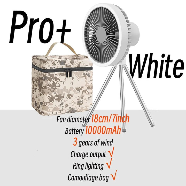 Rechargeable 10,000mAh Camping Fan with LED Lighting and Power Bank | Kalsten