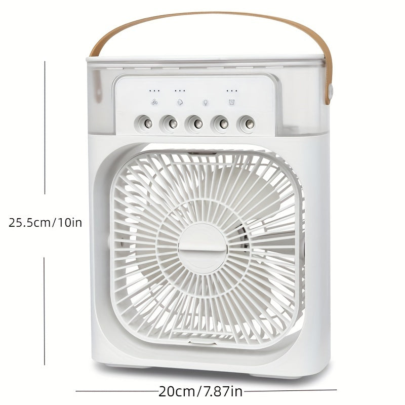 1pc Portable Air Conditioner, Household Small Air Cooler, Portable Air Adjustment For Office, 3 Speed Air Cooling Fan Humidifier, 5pcs Humidified Spray Heads For Home Appliances | Kalsten