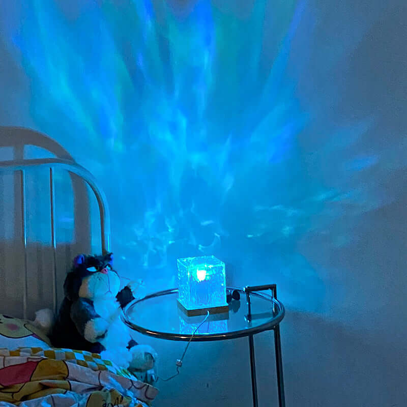 LED Water Ripple Ambient Night Light USB Rotating Projection Crystal Table Lamp RGB Dimmable Home Decoration 16 Color Gifts | Kalsten