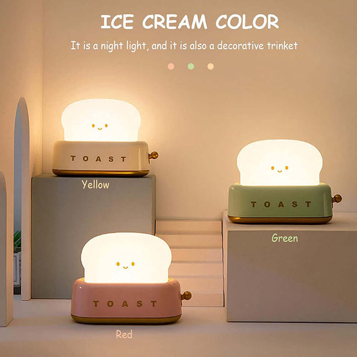 Creative LED Bread Maker Night Light USB Charging Dimming Toast Lamp Bedroom Children Timing Sleeping Lamps Funny Light | Kalsten