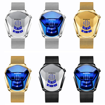 Men's quartz watch in diamond style