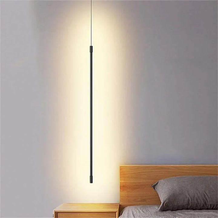 Slim Black Metal Pendant Bedroom Lamp Kalsten