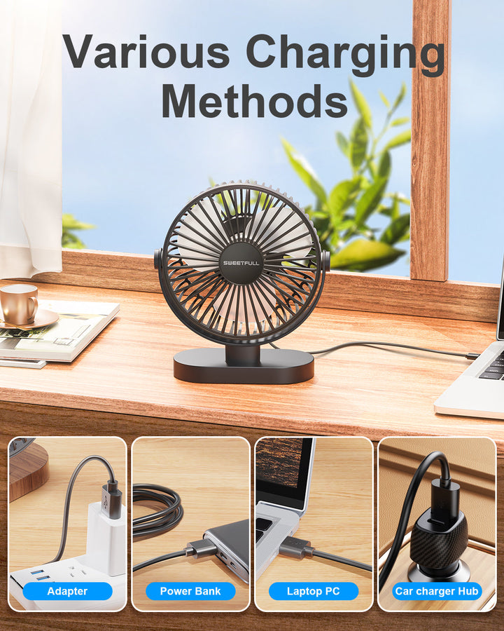 6.5 Inch USB Small Desk Fan for Home Office Car Outdoor Travel | Kalsten