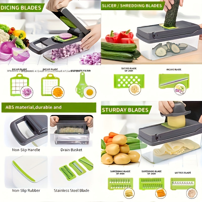 Multifunctional Vegetable Cutter 16-in-1 with Catch Container | Kalsten