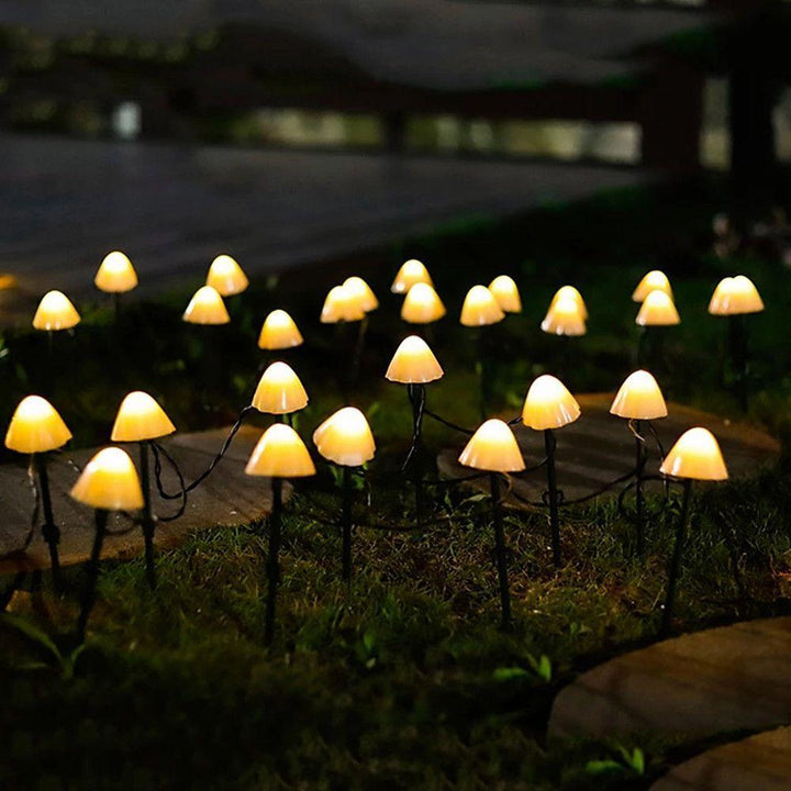 Outdoor Mini Mushroom RGB Solar 16.40 ft String Lights | Kalsten