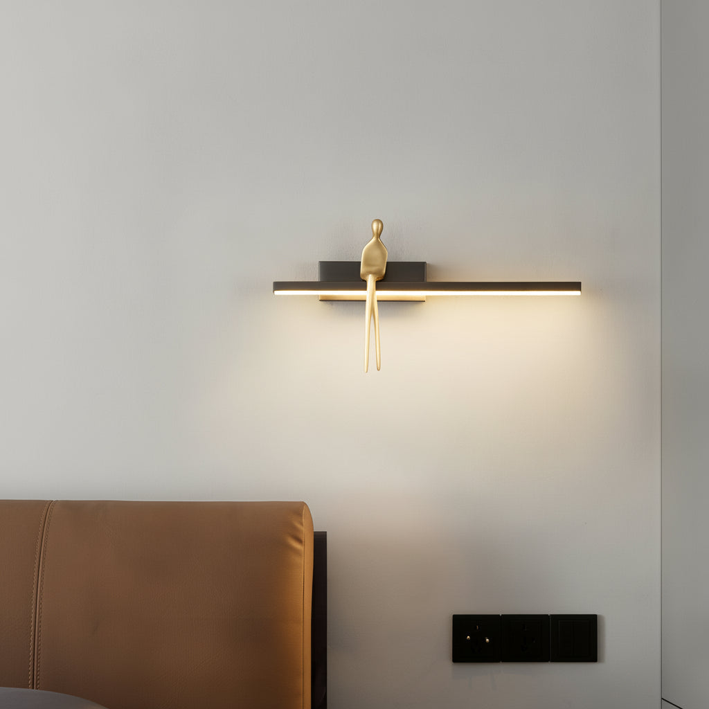 LED Wall Sconce Light – Italian Creative Gold Man Copper Art (31x17cm / 12.2x6.7in) | Kalsten