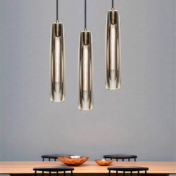 Pendant Light Glass Cylinder 15 in Adjustable Hanging Bedroom Dining Room Ceiling Fixture Modern Minimalist Lighting | Kalsten