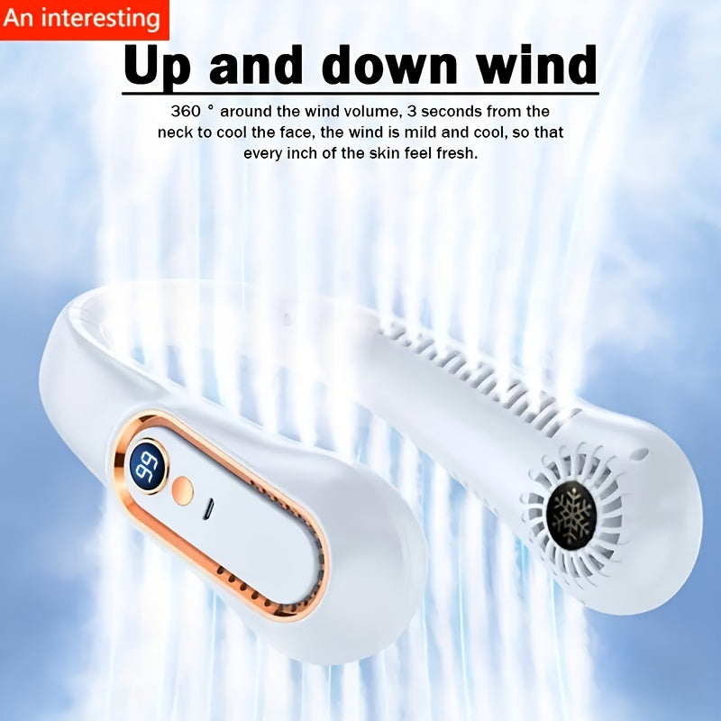1pc Portable USB Cooler Fan With 5 Speeds And Digital Display - Super Strong Technology And Bladeless Design For Outdoor Use | Kalsten