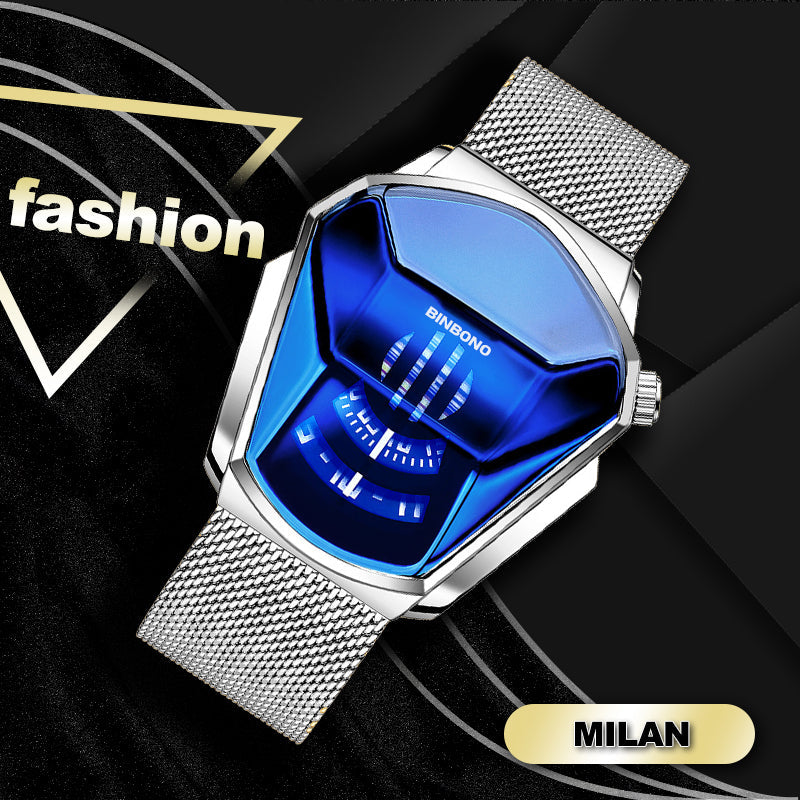 Men's quartz watch in diamond style