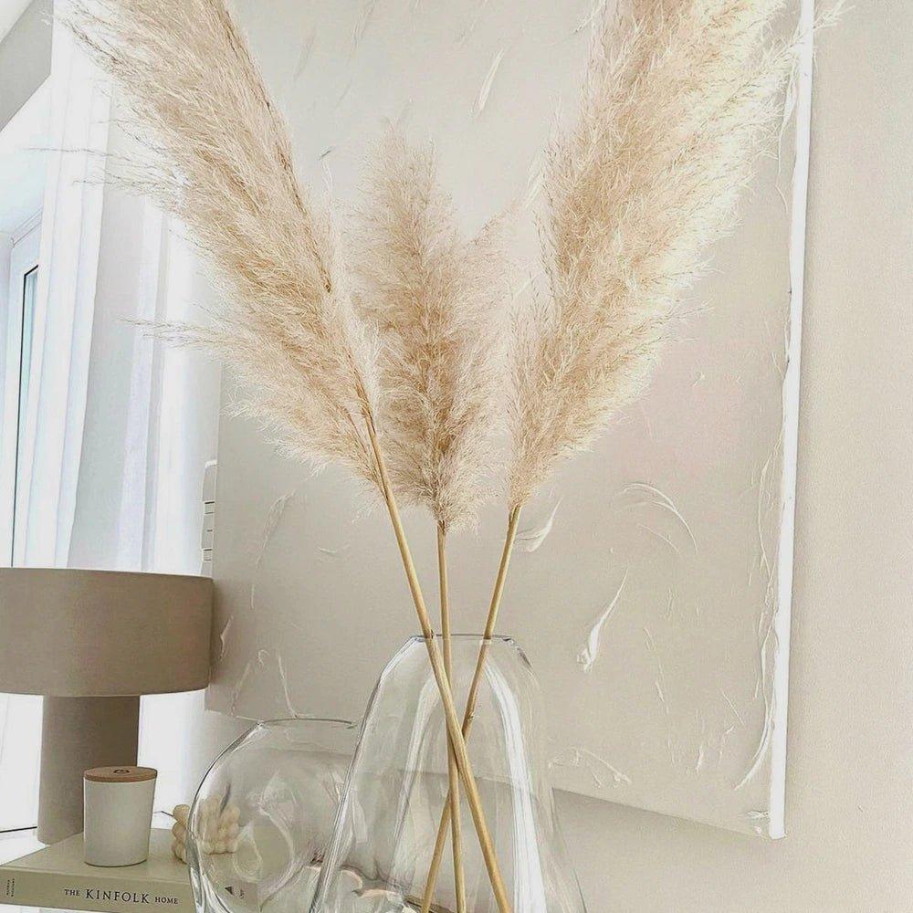 Kalsten | 80 cm natural, real dried pampas grass bouquet (white / beige / gray) │ fluffy feather for modern boho home decor