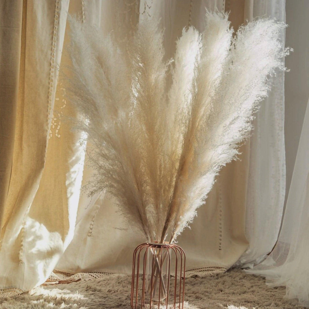 Kalsten | 80 cm natural, real dried pampas grass bouquet (white / beige / gray) │ fluffy feather for modern boho home decor