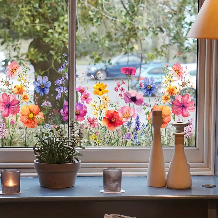 Kalsten | 💐 Colorful Floral Bouquet Window Sticker 🖼️ (Removable without leaving marks)