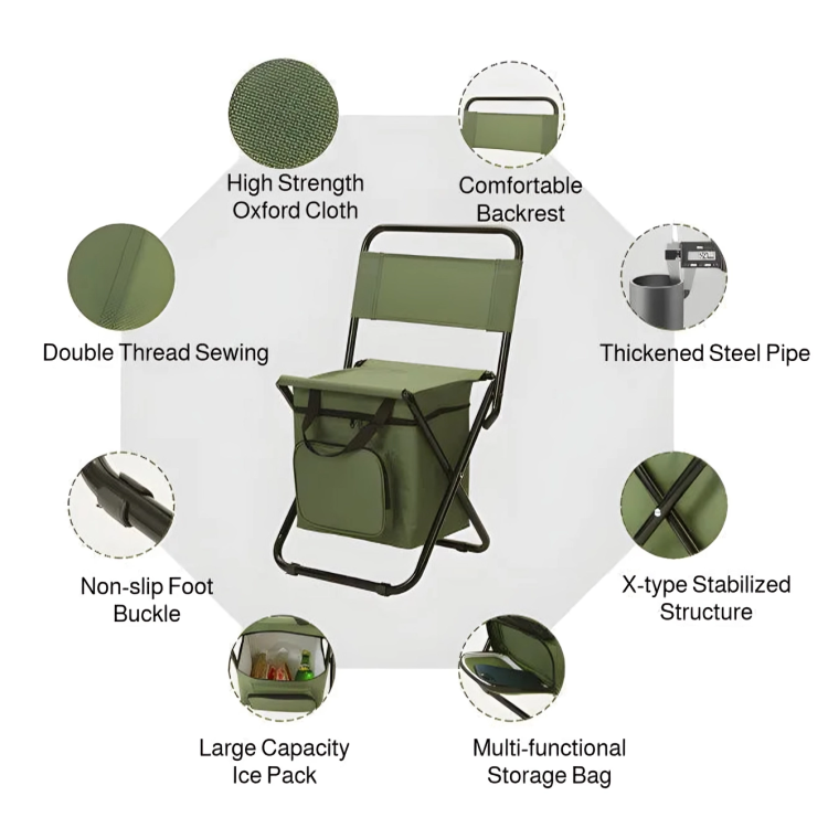 Built-in Cooling Bag Portable Folding Outdoor Stool | Kalsten