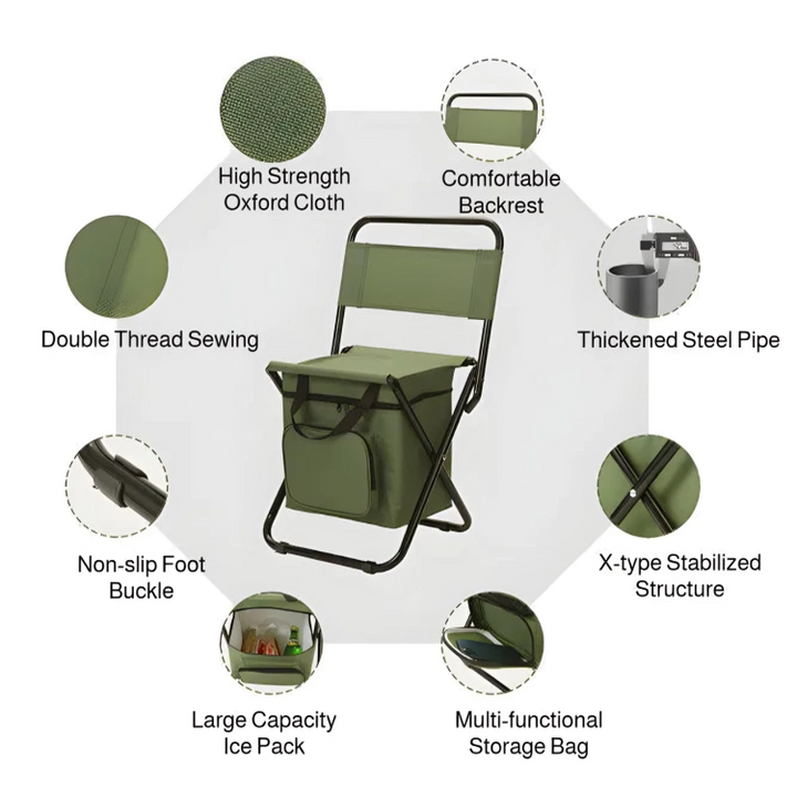 Built-in Cooling Bag Portable Folding Outdoor Stool | Kalsten