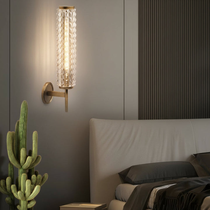 LED Wall Sconce Light – Modern American Copper Ribbed Glass (48x16cm / 18.9x6.3in) | Kalsten