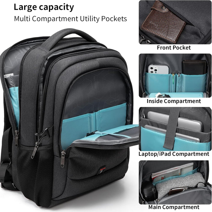 Water-Resistant Travel Laptop Backpack with USB Port & Organised Storage | Kalsten