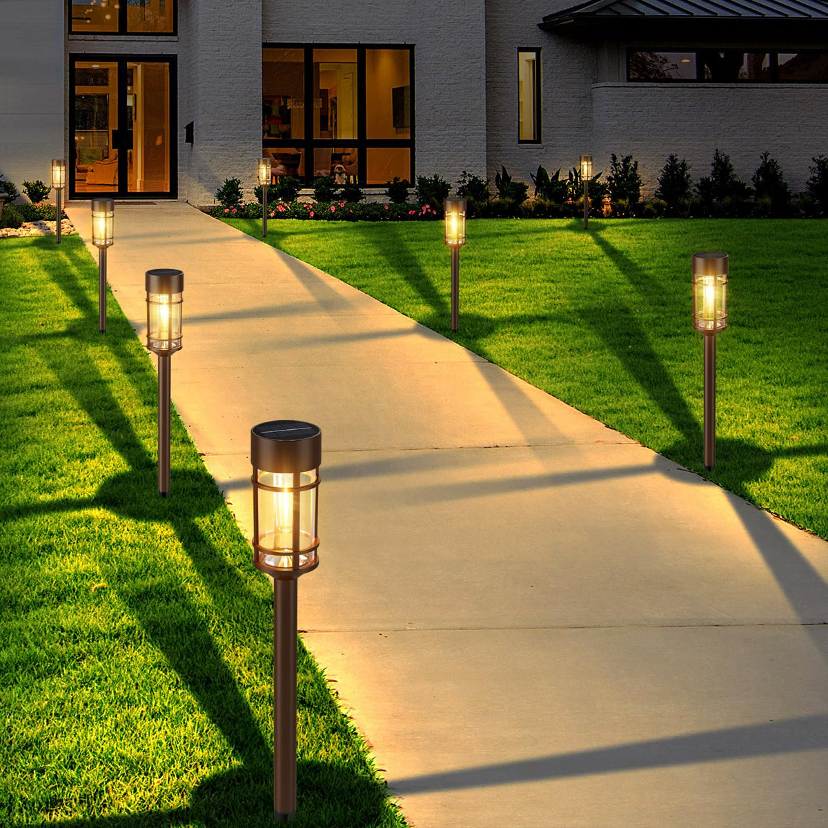 Skanto | Mancra 8 Pack Solar Outdoor Lights, IP65 Waterproof, Lights for Patio, Lawn, and Garden