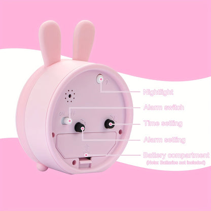 Skanto | Kids Alarm Clock with Night Light – Silent, Rabbit Pattern and Compact Design