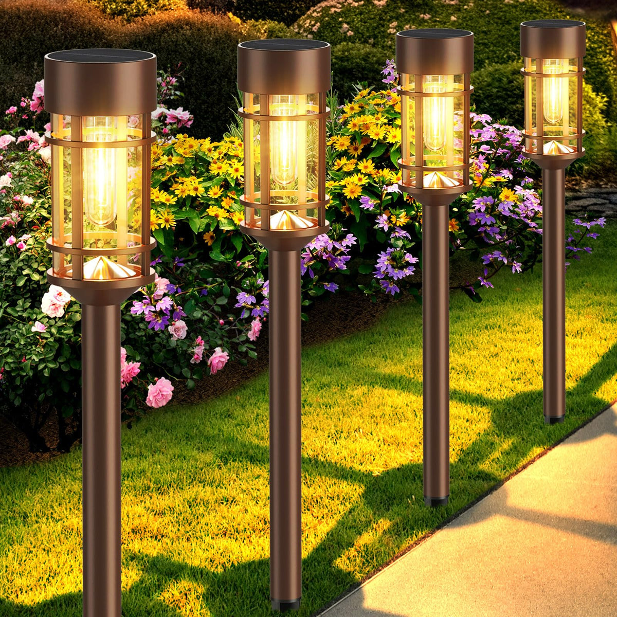 Skanto | Mancra 8 Pack Solar Outdoor Lights, IP65 Waterproof, Lights for Patio, Lawn, and Garden