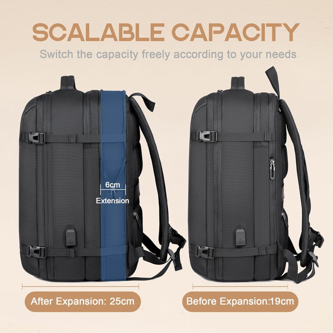 40L Expandable Waterproof Travel Backpack with USB Port & 17” Laptop Sleeve – AirVoyage | Kalsten