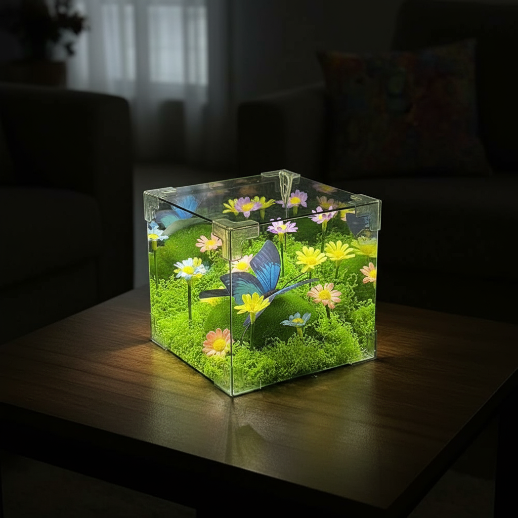 LED Butterfly Garden Cube Night Light Decor | Kalsten