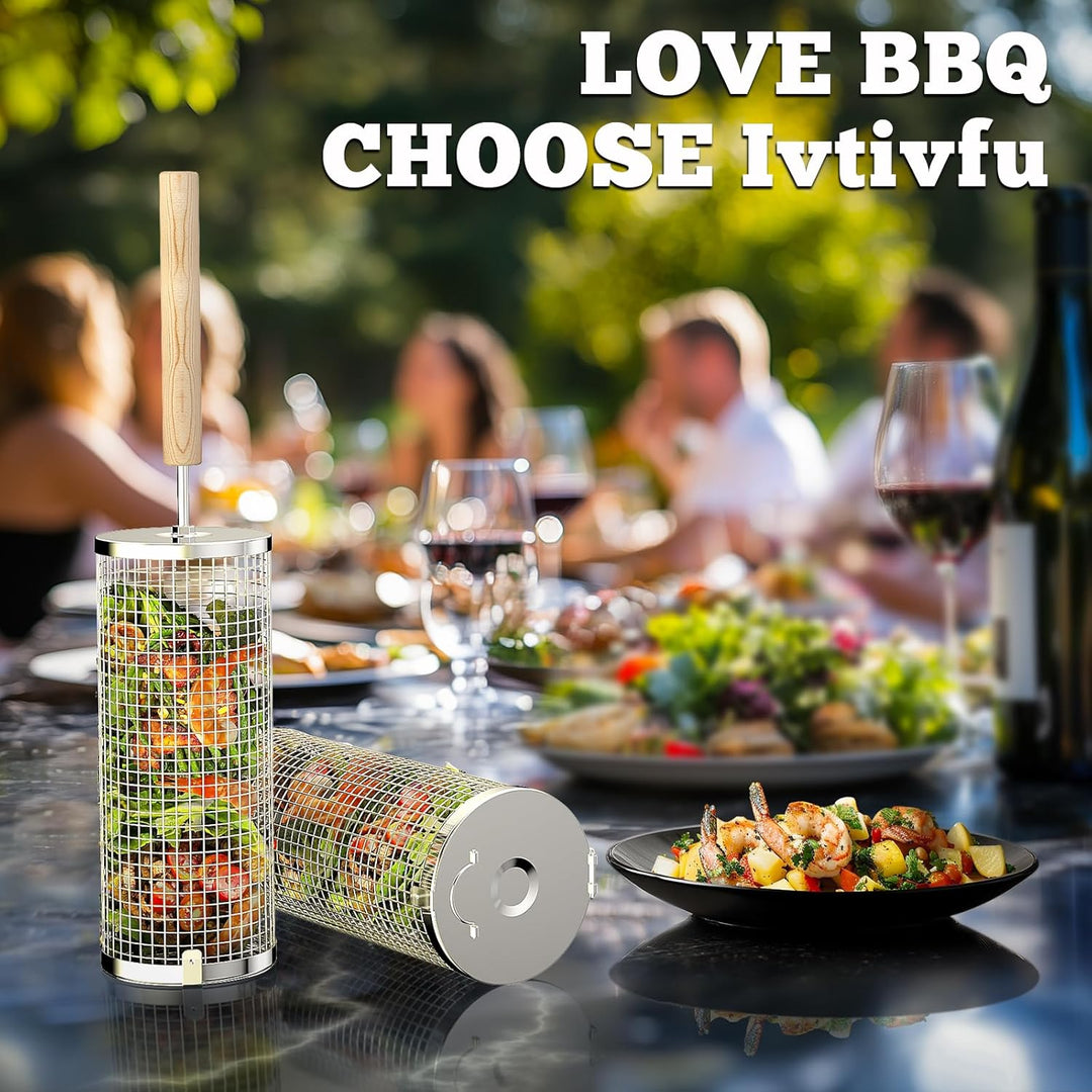 Kalsten | Premium Grill Baskets | Stainless Steel BBQ Tool for Outdoor Cooking